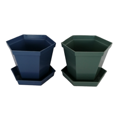 Plastic Hexagonal Pot with Saucer 7.5cm